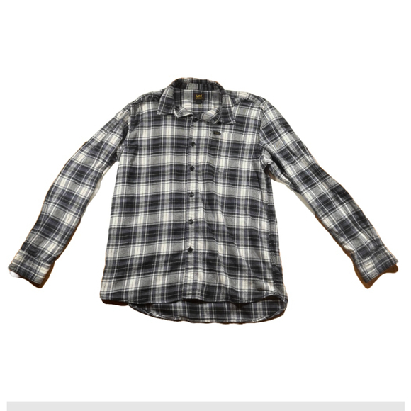 Men's Lee Blue, Gray, and White Lightweight Plaid Flannel - Picture 1 of 7